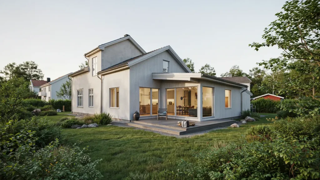 tillbyggnad av vardagsrum och k k i villa i hov s askim
